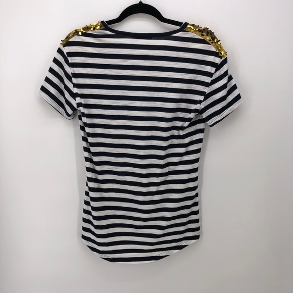 THML Striped Shirt Top Gold Sequins Shoulder S - Picture 4 of 7